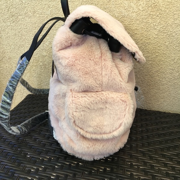 STEVE MADDEN Black Calli Faux-Fur Large Backpack - Picture 3 of 6